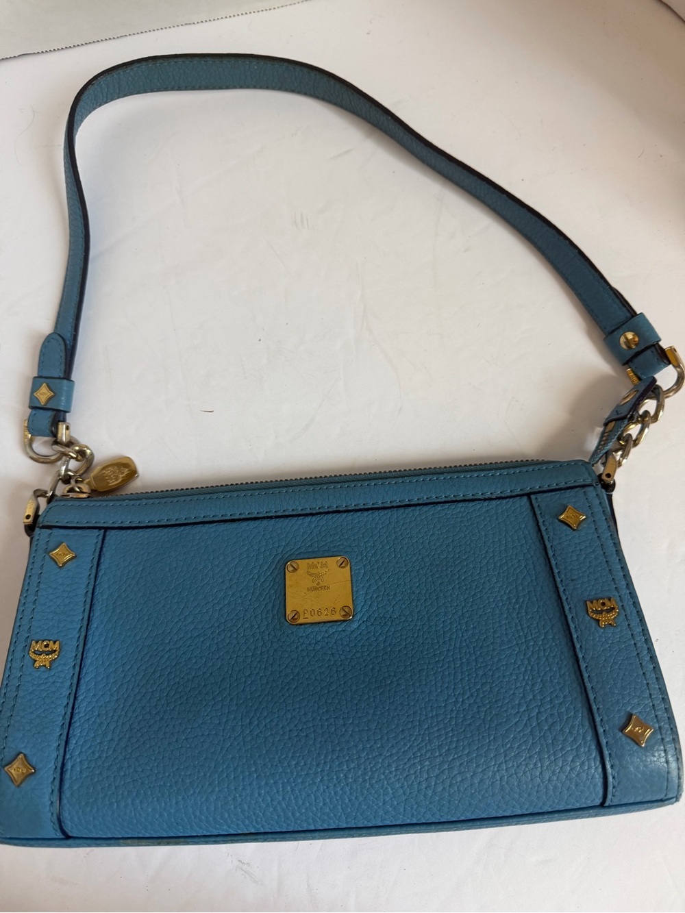 MCM Blue Leather  Shoulder Bag
